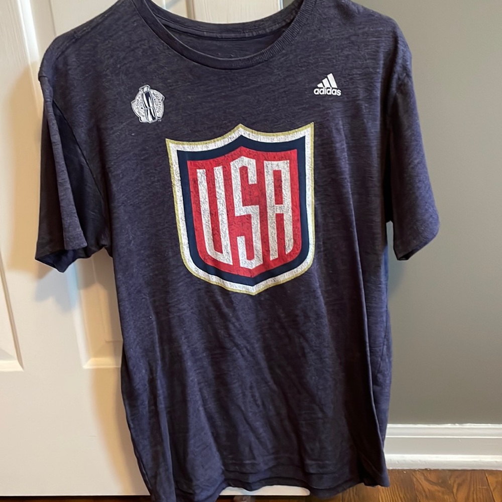 adidas Navy USA Shield Short Sleeve Tee